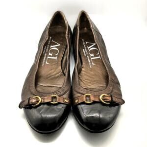 AGL Bronze Ballet Flats | Patent Cap Toe Italian Leather | Quiet Luxury Staple